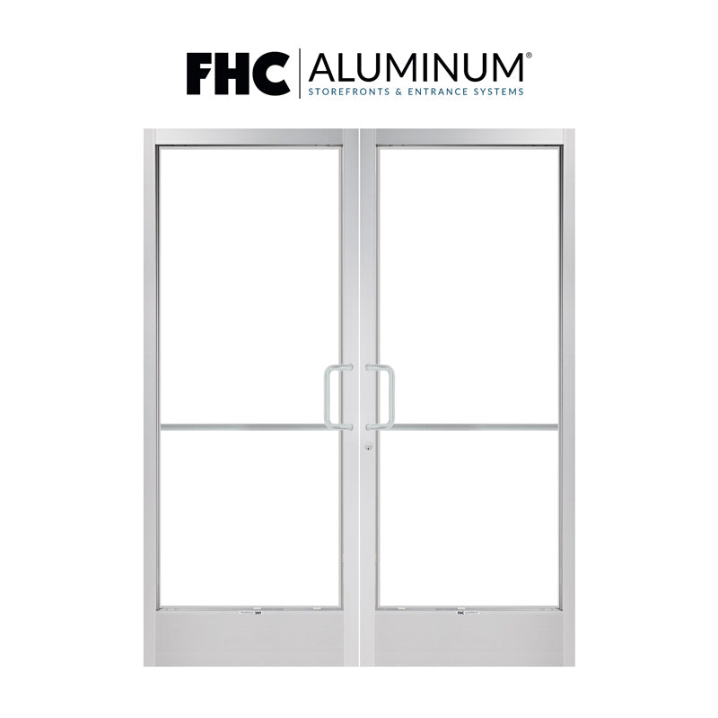 Official FHC catalog photo: D2210P103SA 200 Series narrow stile aluminum door pair satin anodized