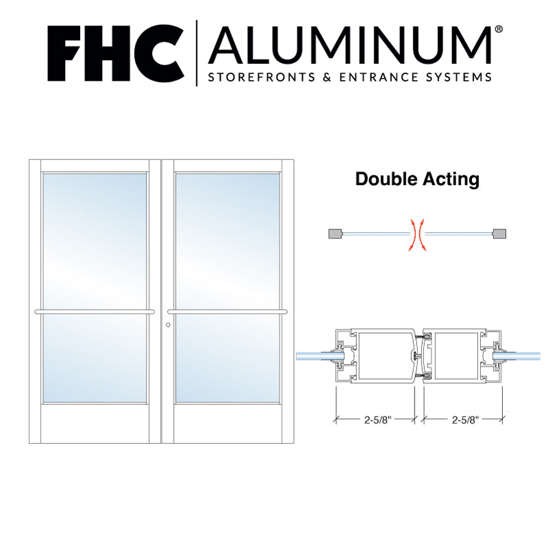 Official FHC catalog photo: D2210PC 200 Series narrow stile aluminum door pair center pivots