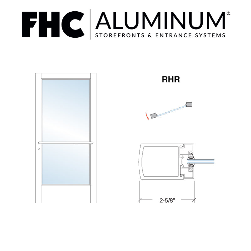 Official FHC catalog photo: D2210R3102SA 200 Series RHR satin anodized aluminum door