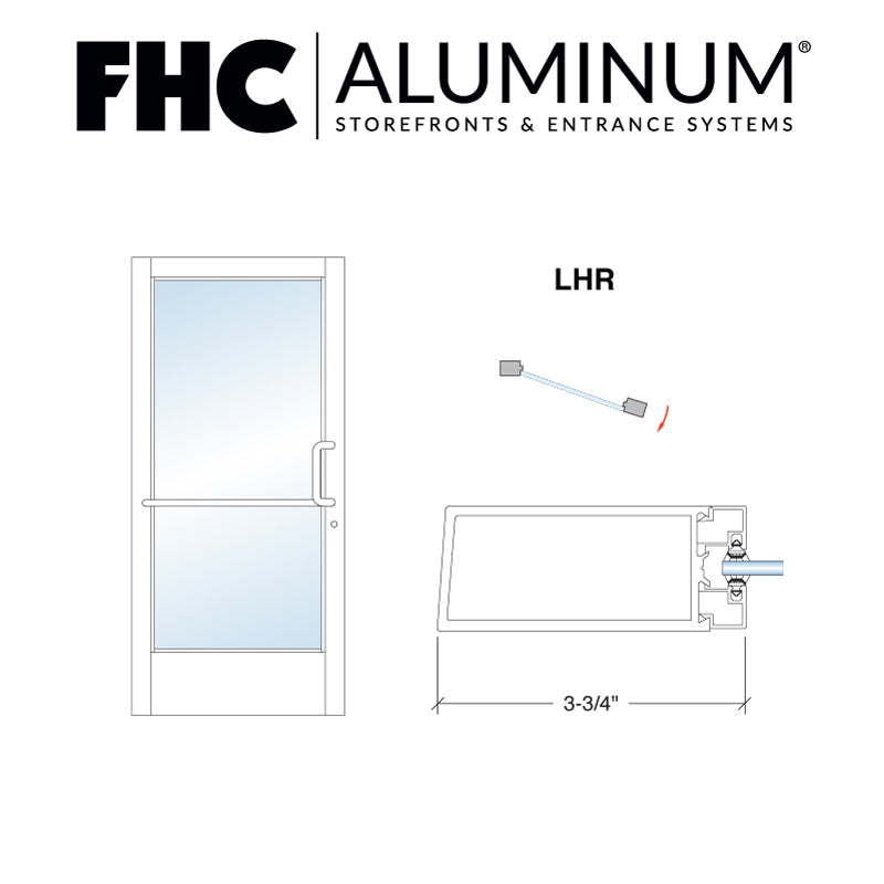 Official FHC catalog photo: D3410L4H 300 Series LHR continuous hinge aluminum door