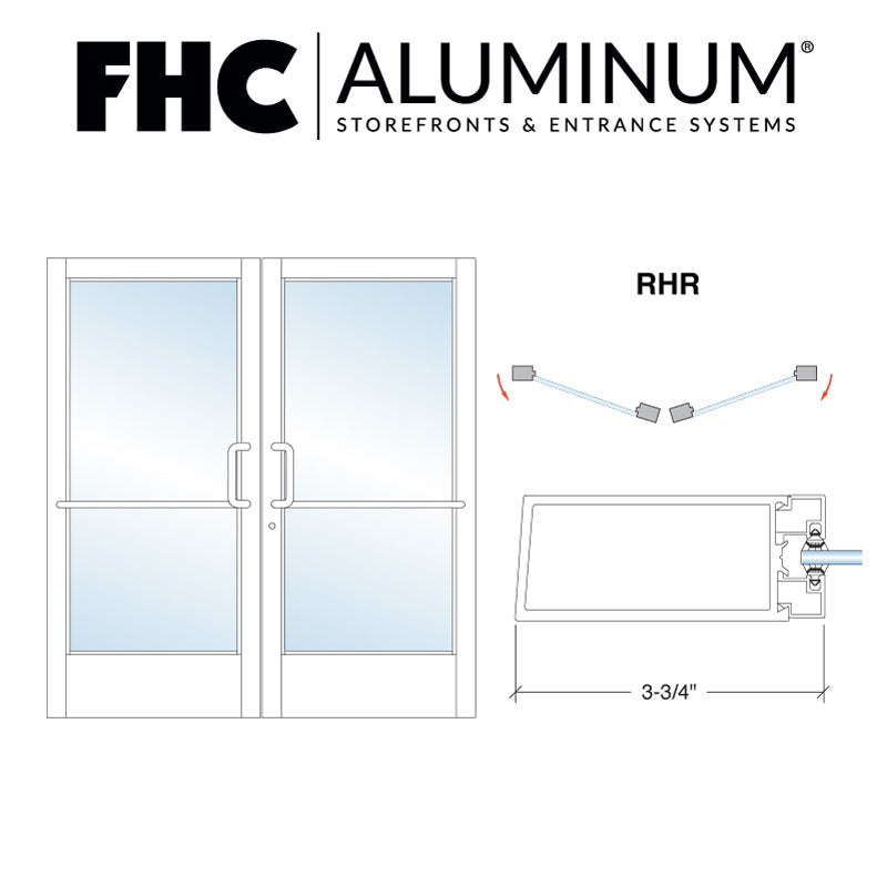 Official FHC catalog photo: D3410PH 300 Series medium stile aluminum door pair continuous hinge