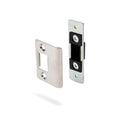 Official FHC DS4510 catalog photo, stainless offset-frame deadlatch strike with backup plate and dust box. Confirm packed part before order.